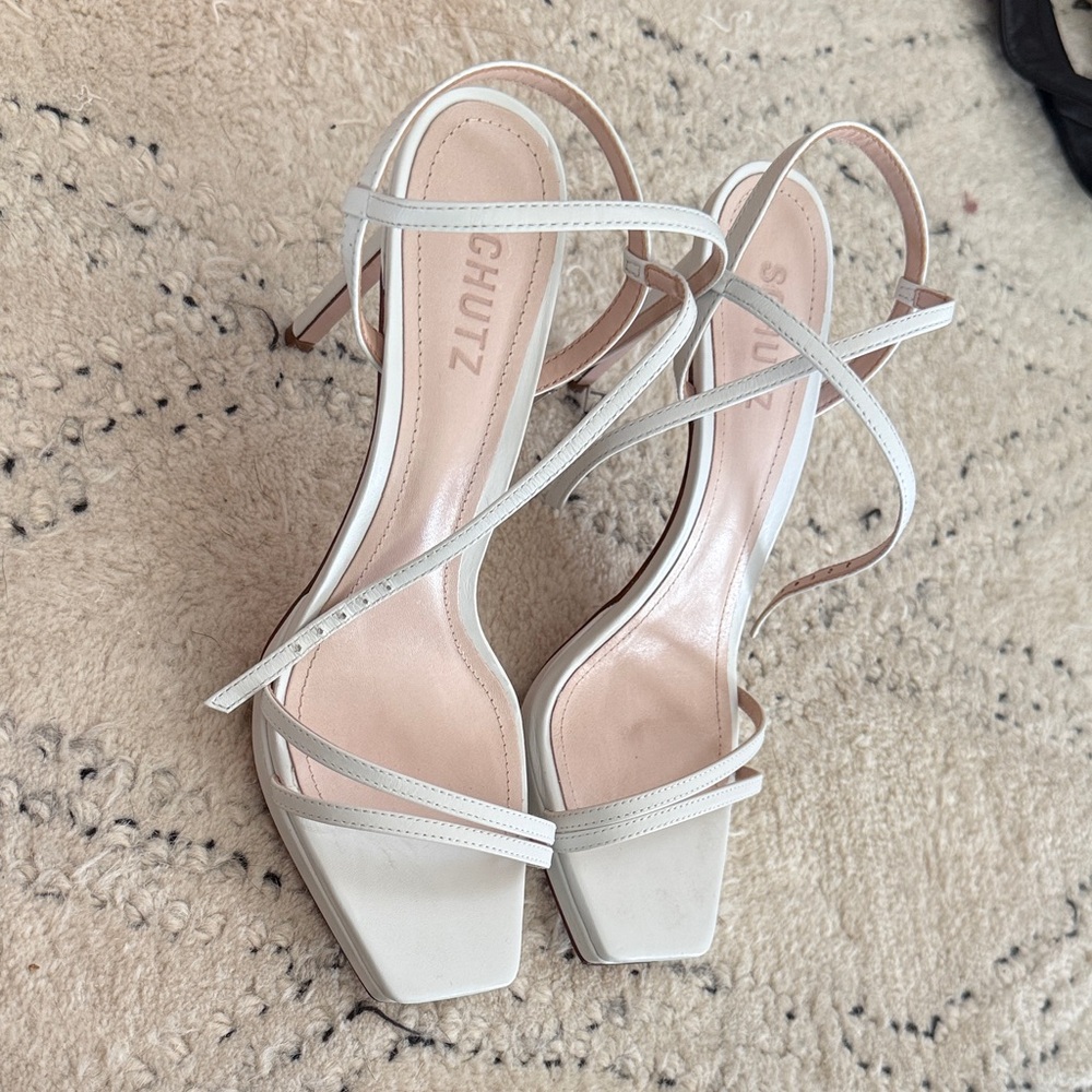 SCHUTZ Women's Elegant White Strappy Heels